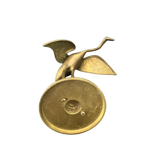 Vintage Brass Mid Century Crane/Egret Heron Statue Figurine 8” - Picture 3 of 5